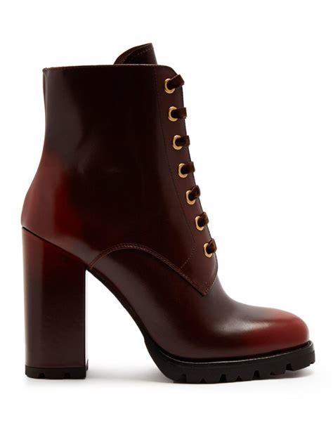 prada laced leather boots|prada 55 leather ankle boots.